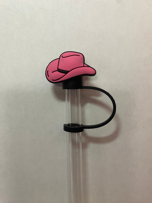 Pink Cowgirl Hat Straw Topper for 10 mm Straws