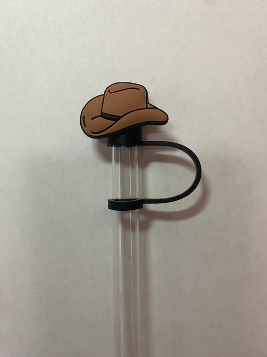 Brown Cowboy Hat Straw Topper for 10 mm Straws