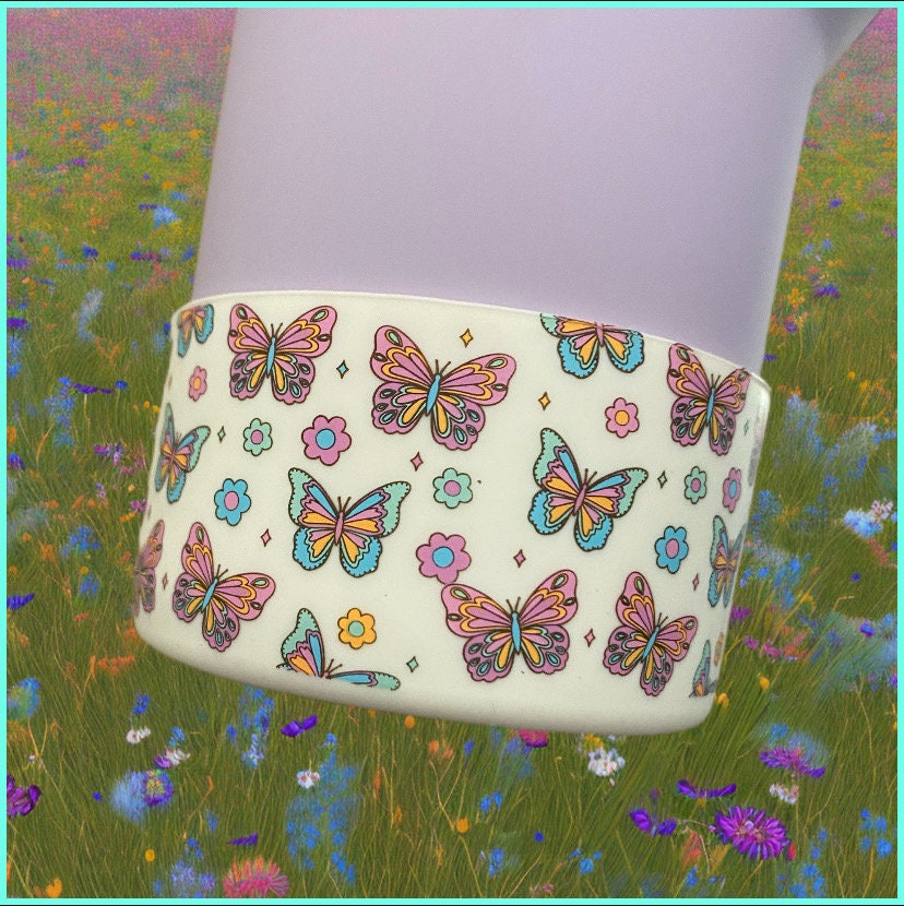 Pastel Butterflies Silicone Tumbler Boot - Sweet Pea and Tutto Co. Collab