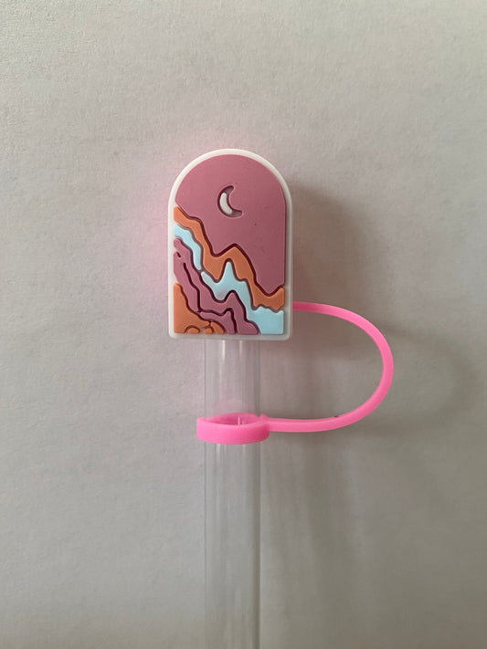 Pink Moon Sunset Straw Topper for 10 mm Straws