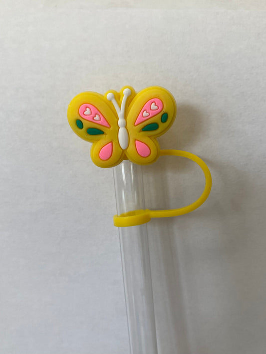 Yellow and Pink Butterfly Straw Topper for 10 mm Straws