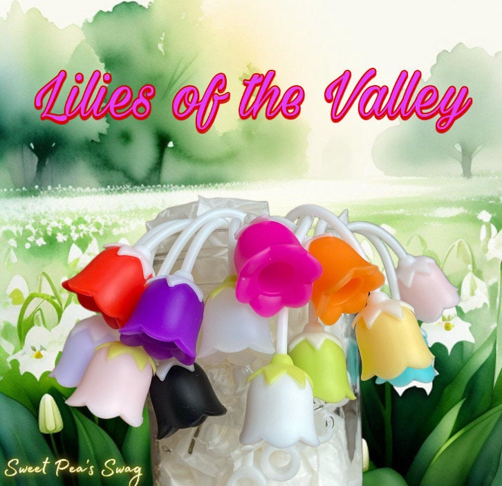 3D Hot Pink Lily of the Valley Straw Topper for 10 mm Straws