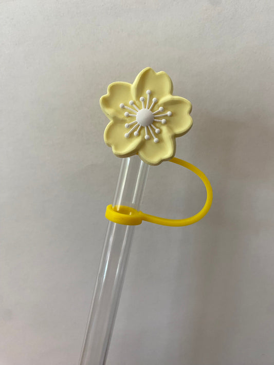 Yellow Cherry Blossom Flower Straw Topper for 10 mm Straws