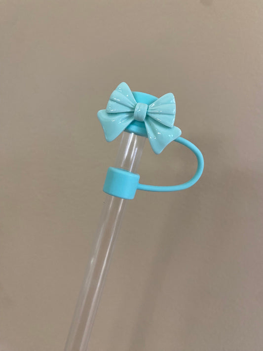 Pastel Blue Acrylic Bow Straw Topper for 10 mm Straws