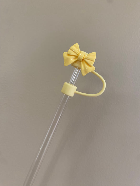 Pastel Yellow Acrylic Bow Straw Topper for 10 mm Straws