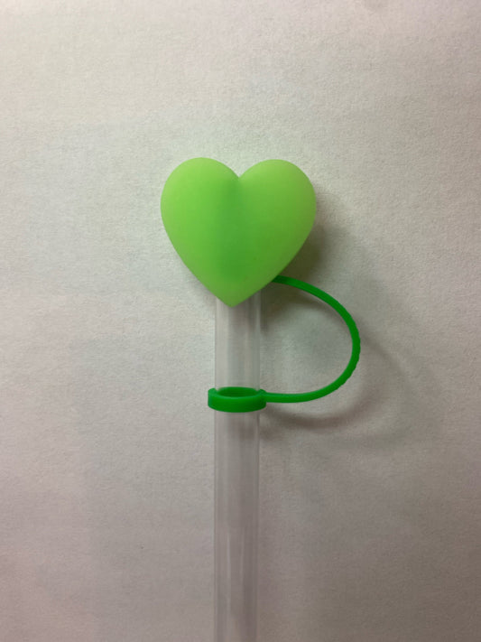 Translucent Green Heart Straw Topper for 10 mm Straws