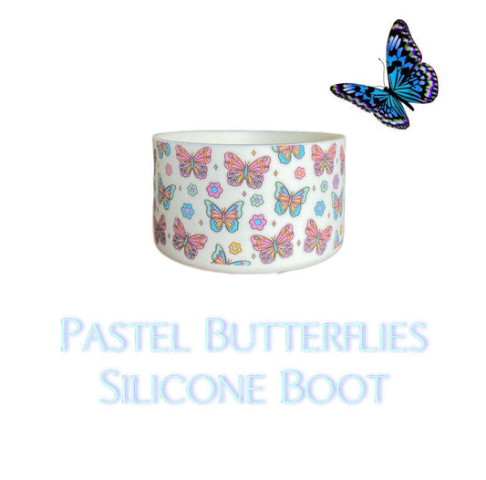 Pastel Butterflies Silicone Tumbler Boot - Sweet Pea and Tutto Co. Collab