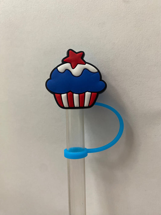 Red, White and Blue Cupcake Straw Topper for 10 mm Straws