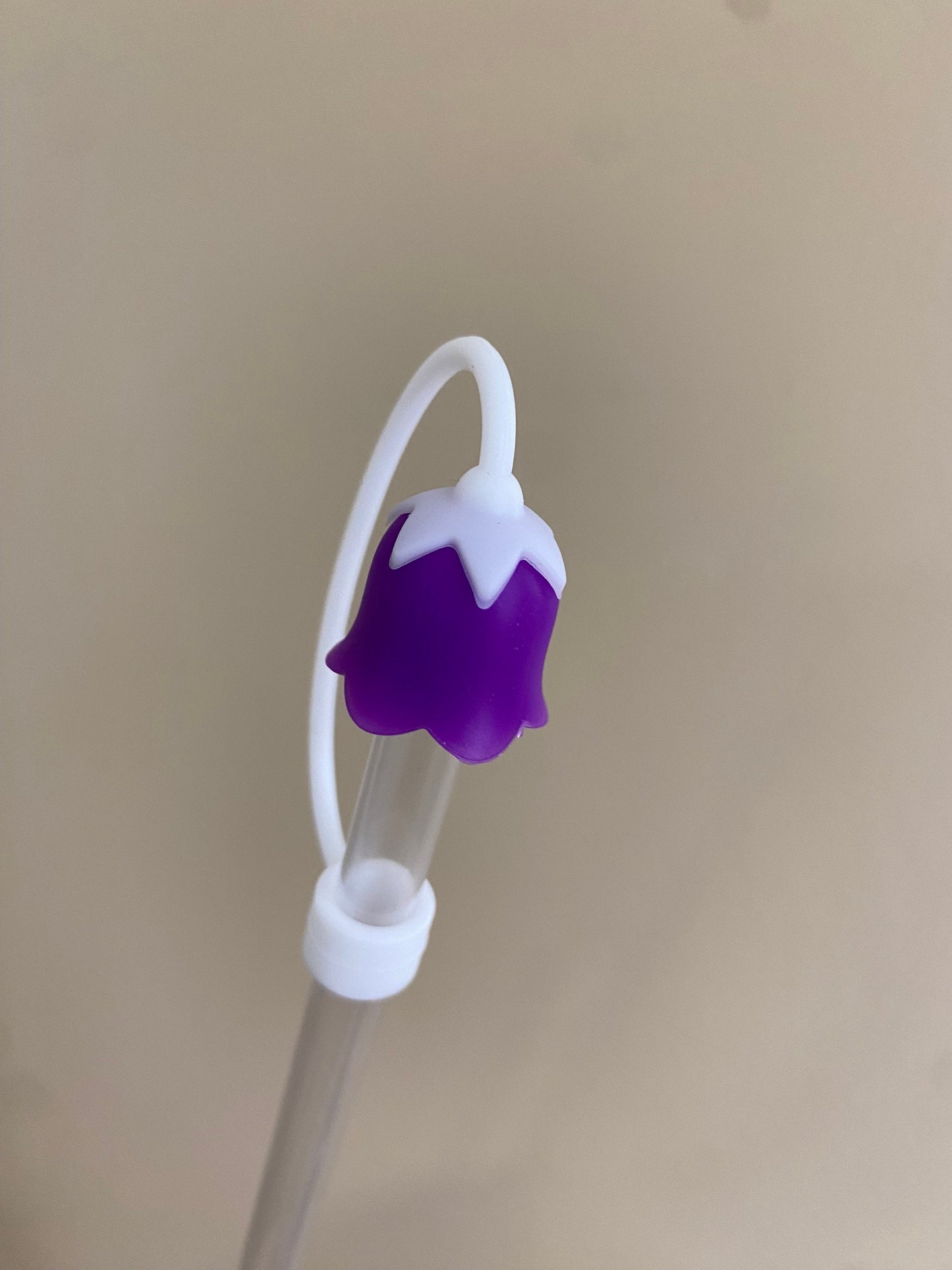 3D Dark Purple Lily of the Valley Straw Topper for 10 mm Straws