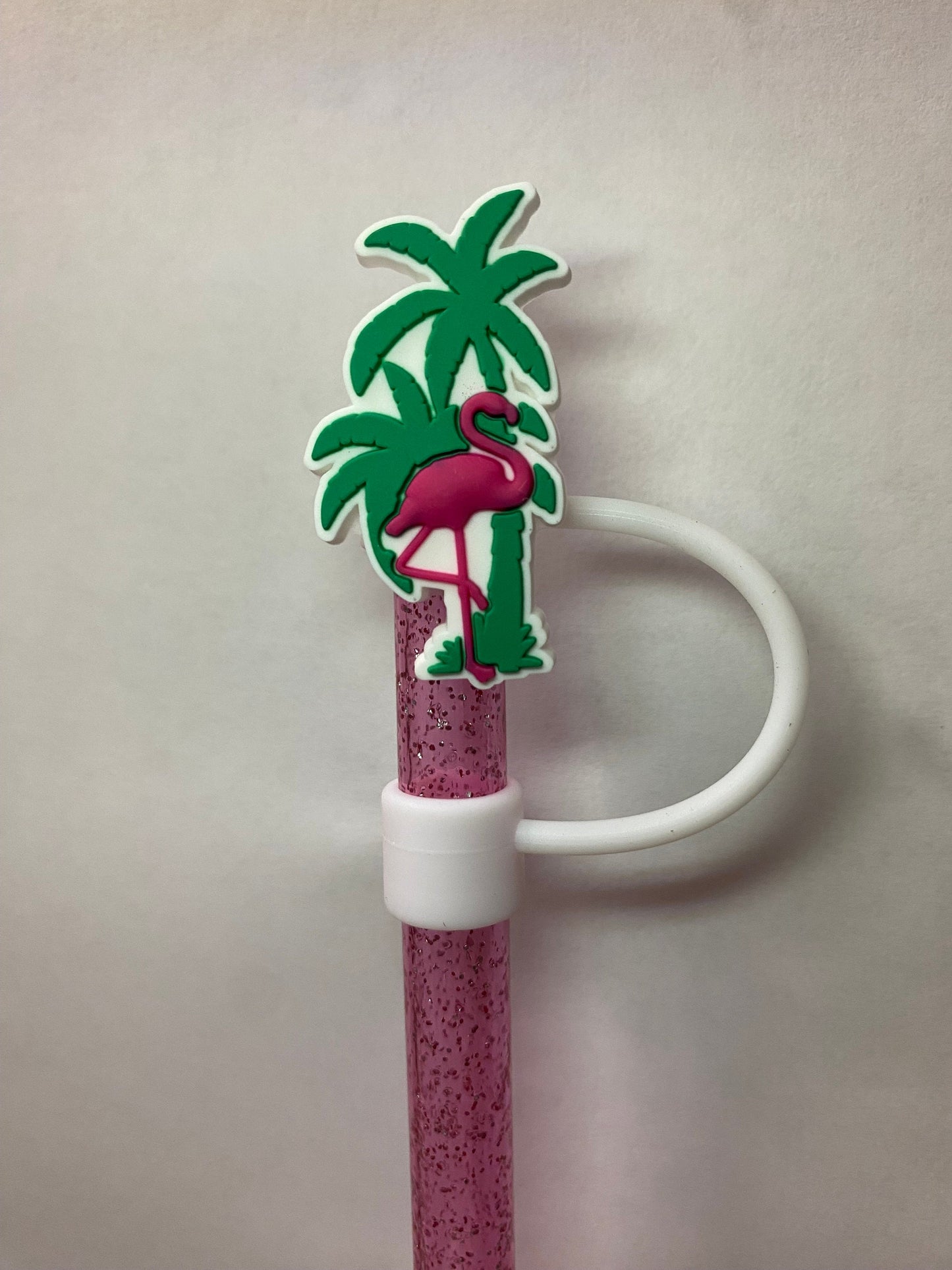 1 Deluxe Tropical Flamingo Straw Topper for 10 mm Straws