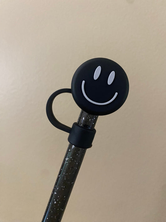 3D Black Smiley Straw Topper for 10 mm Straws