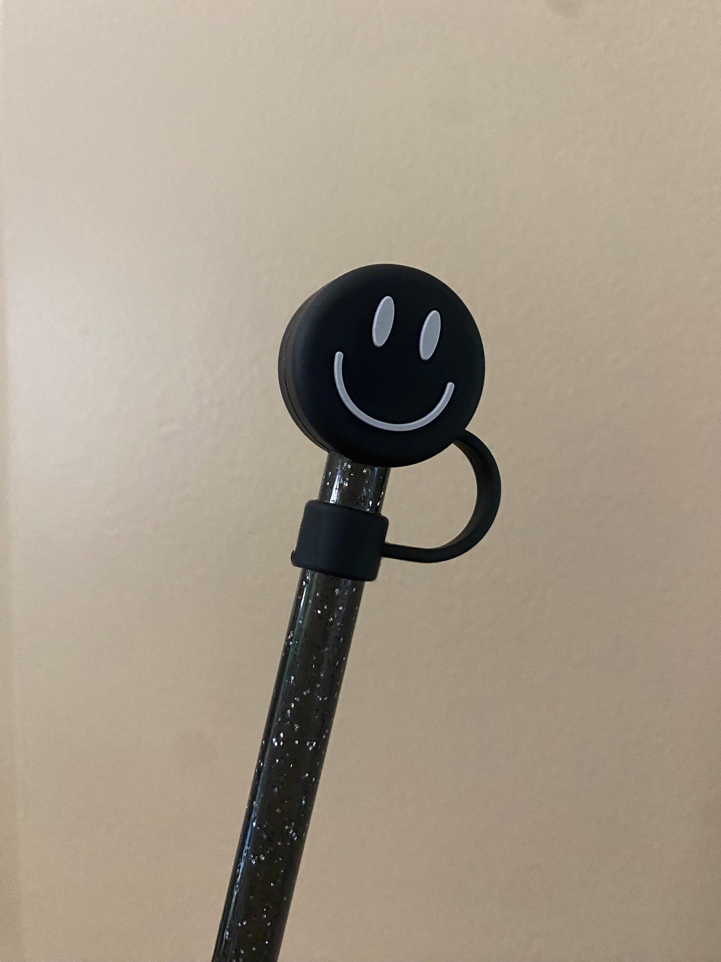 3D Black Smiley Straw Topper for 10 mm Straws