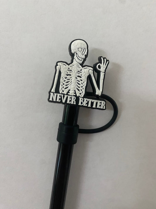 1 Deluxe Never Better Skeleton Straw Topper for 10 mm Straws