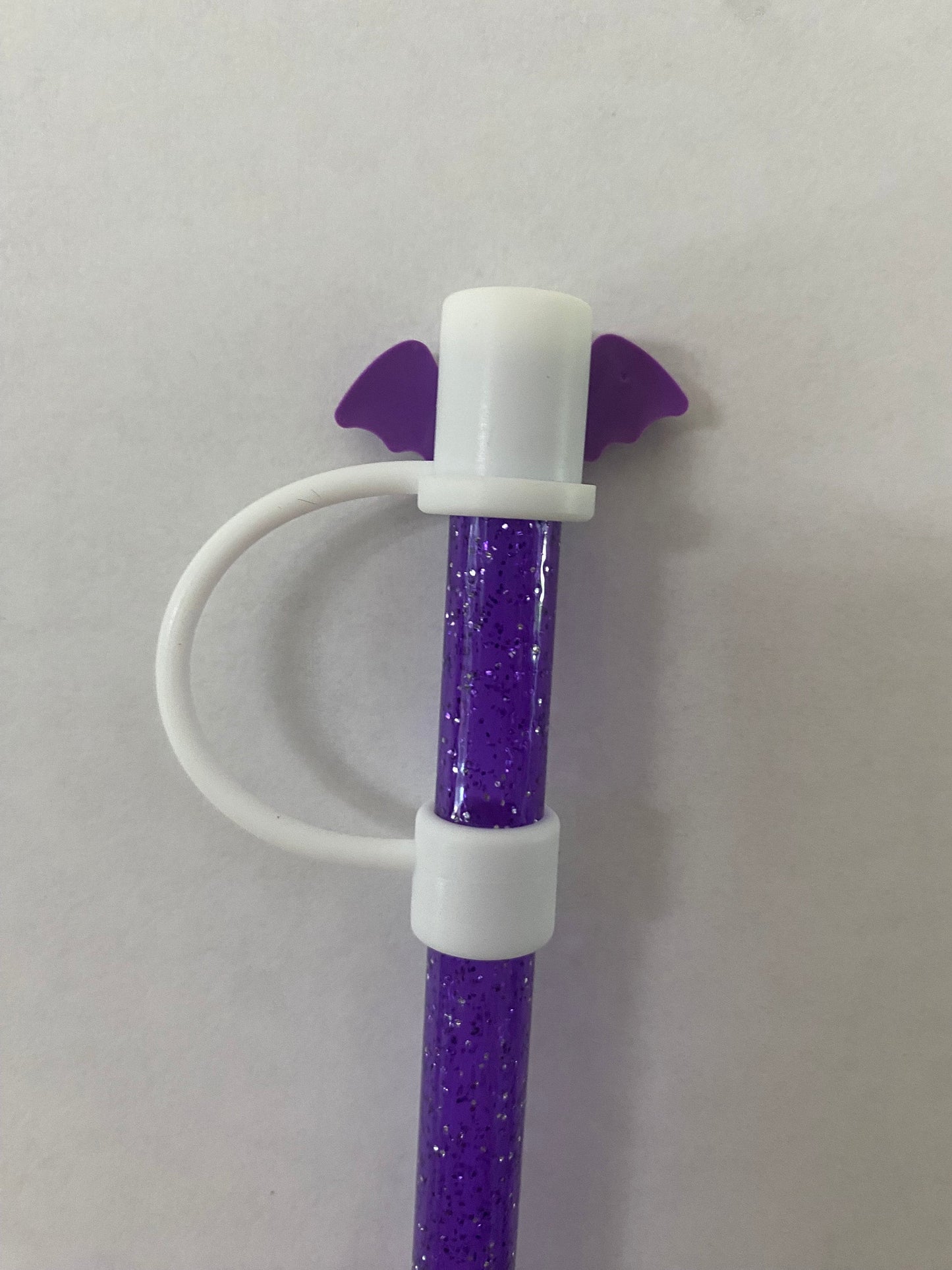 1 Deluxe Purple Bat Straw Topper for 10 mm Straws