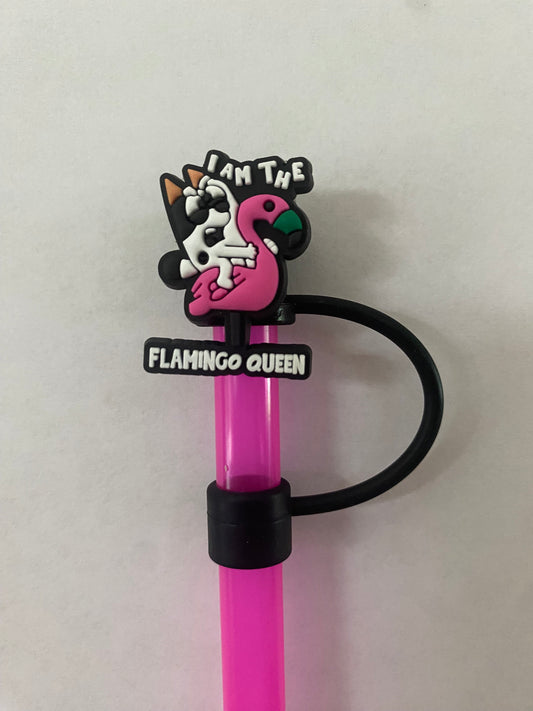 1 Deluxe Flamingo Queen Straw Topper for 10 mm Straws