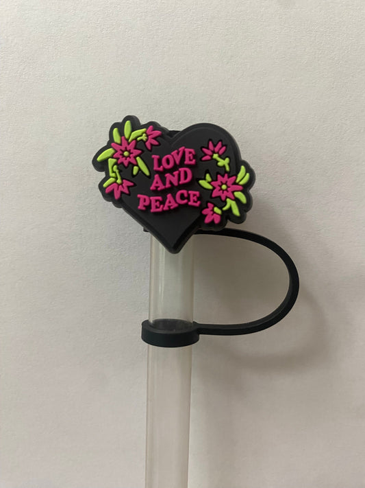 Love and Peace Heart Straw Topper for 10 mm Straws