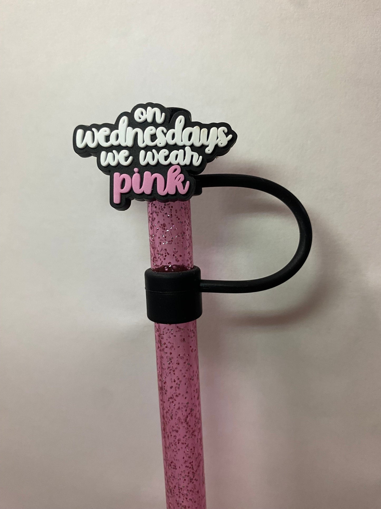 1 Deluxe On Wednesdays We Wear Pink Straw Topper for 10 mm Straws