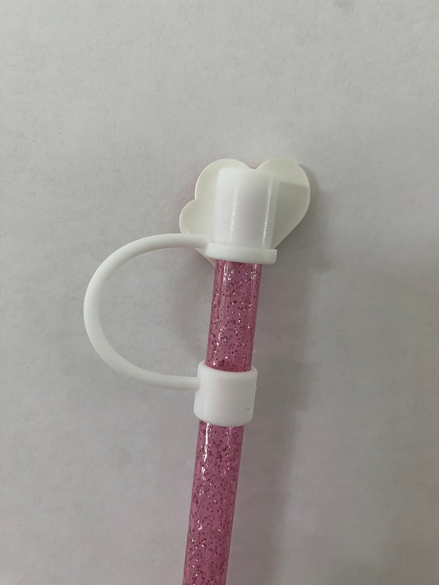 1 Deluxe Two Pink Hearts Straw Topper for 10 mm Straws