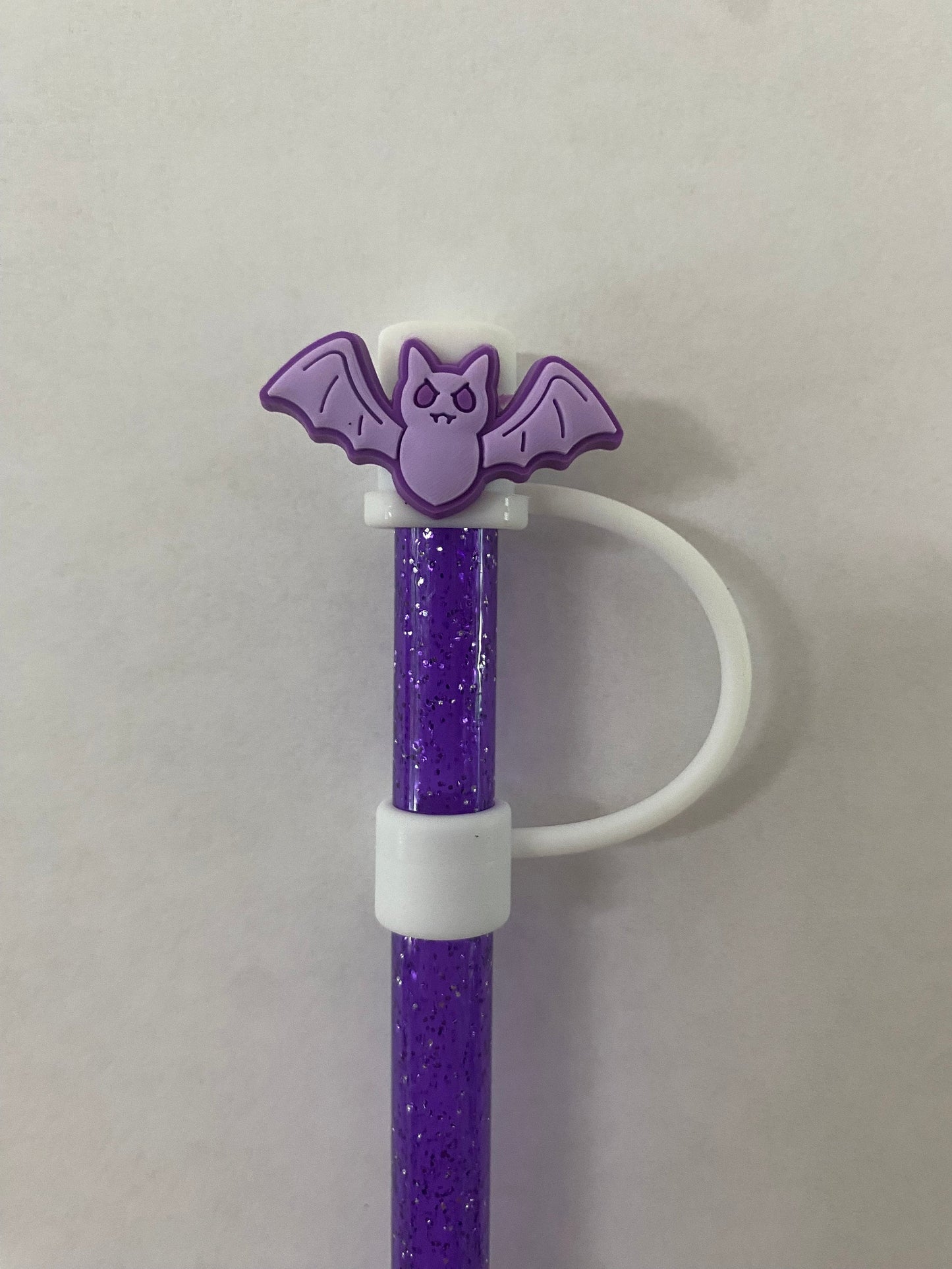 1 Deluxe Purple Bat Straw Topper for 10 mm Straws