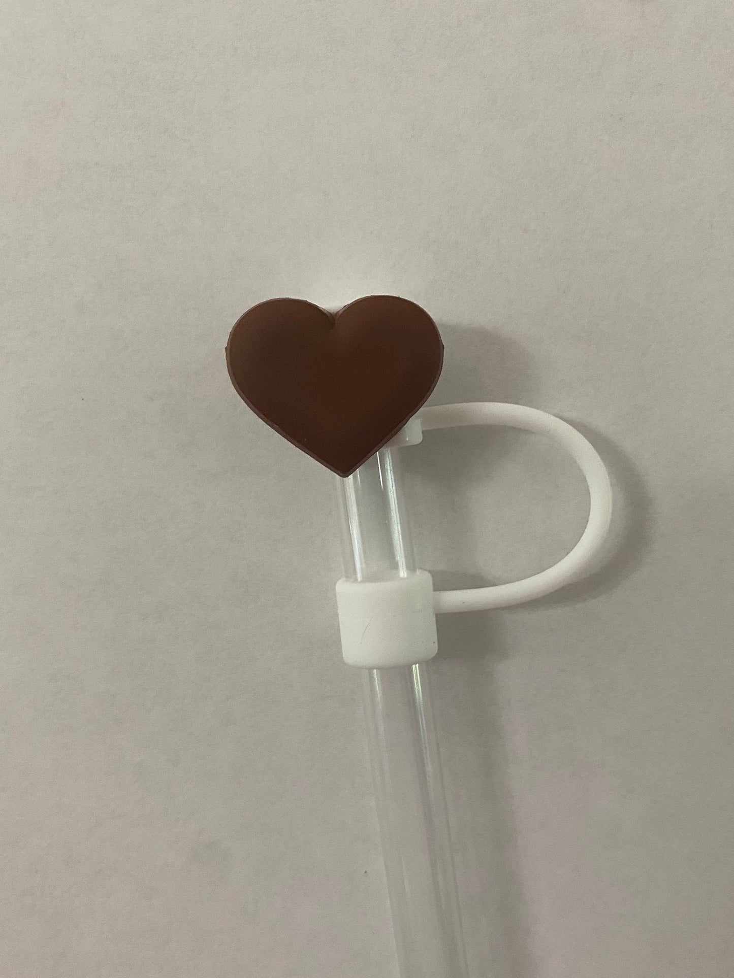 1 Deluxe Brown Heart Straw Topper for 10 mm Straws