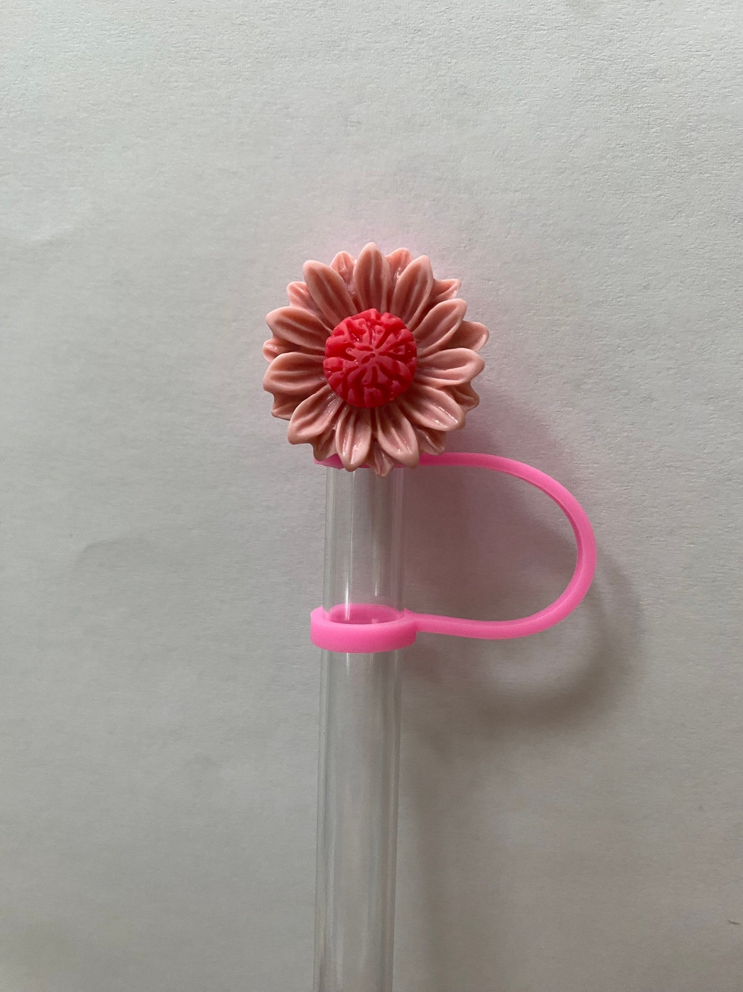 Acrylic Pink Daisy Straw Topper for 10 mm Straws