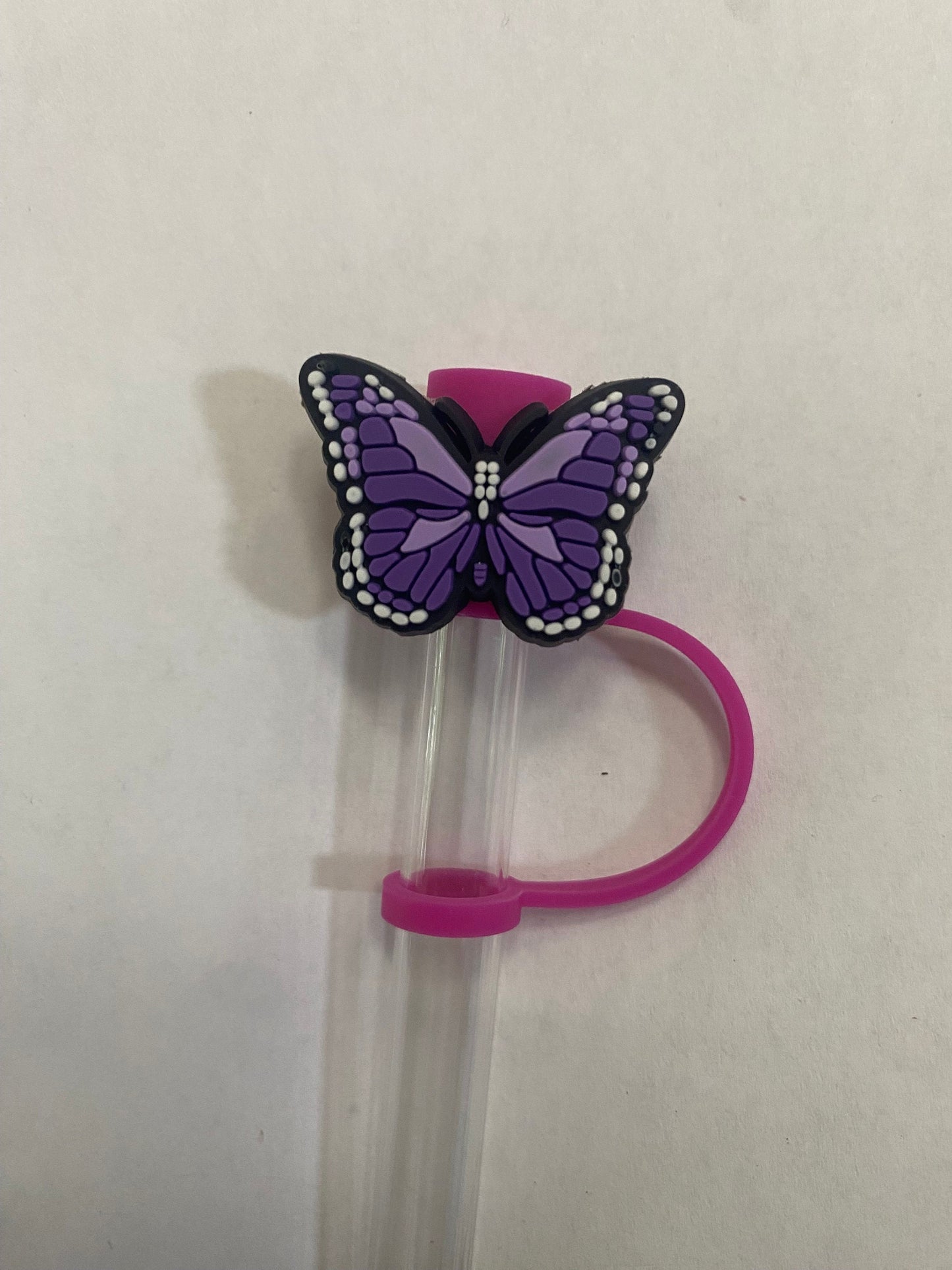 Purple Butterfly Straw Topper for 10 mm Straws