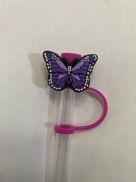 Purple Butterfly Straw Topper for 10 mm Straws