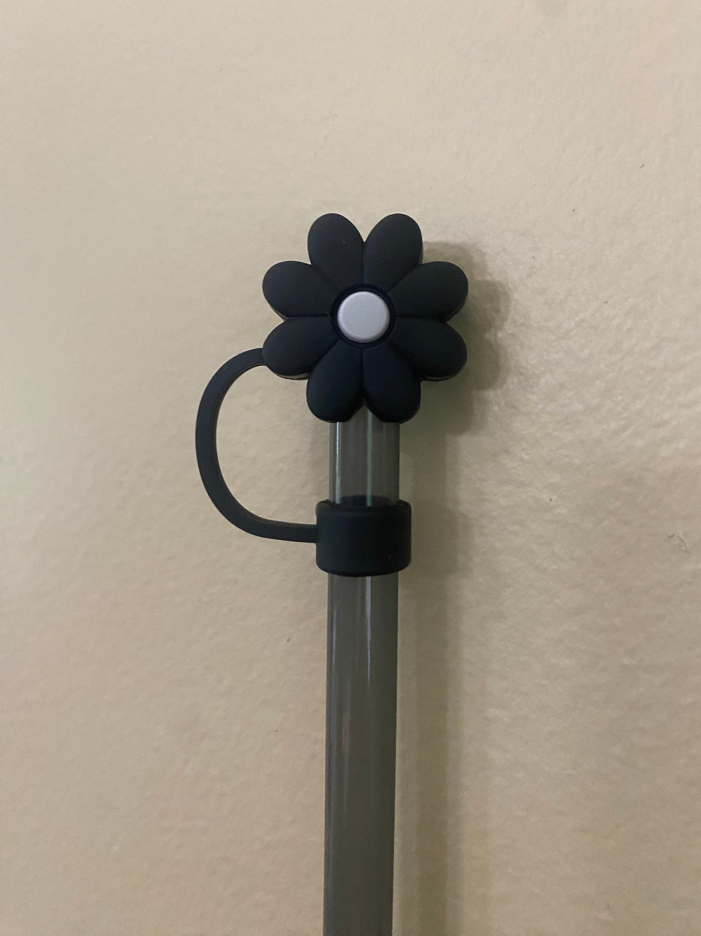 3D Black Daisy Straw Topper for 10 mm Straws