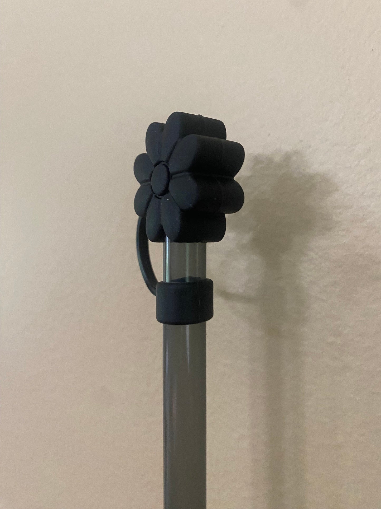 3D All Black Daisy Straw Topper for 10 mm Straws