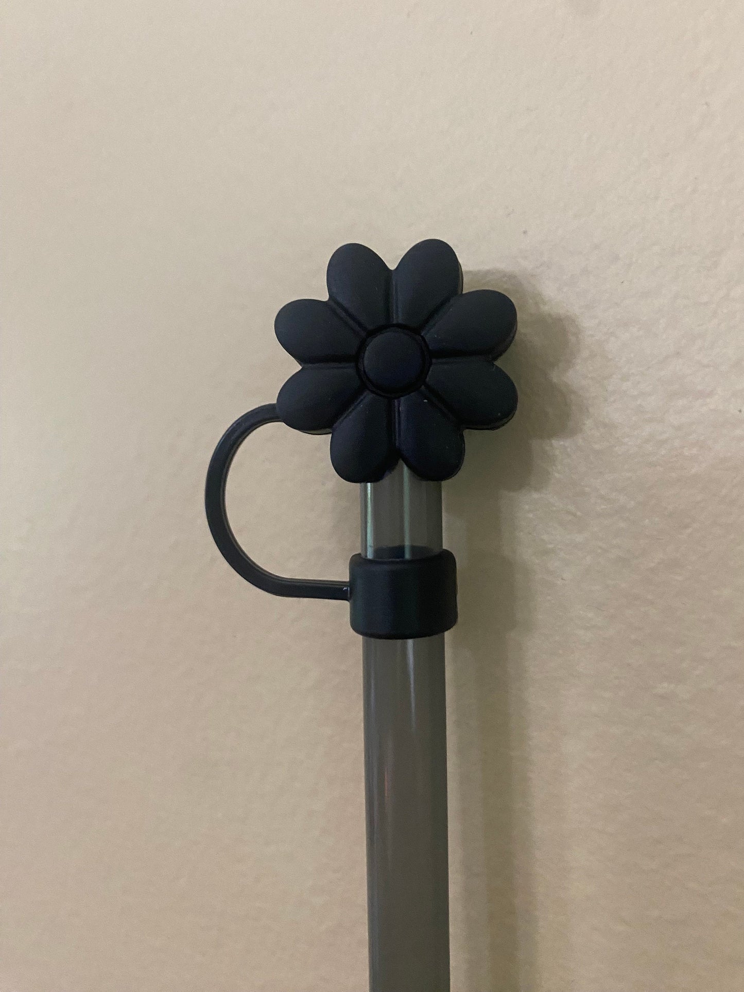 3D All Black Daisy Straw Topper for 10 mm Straws