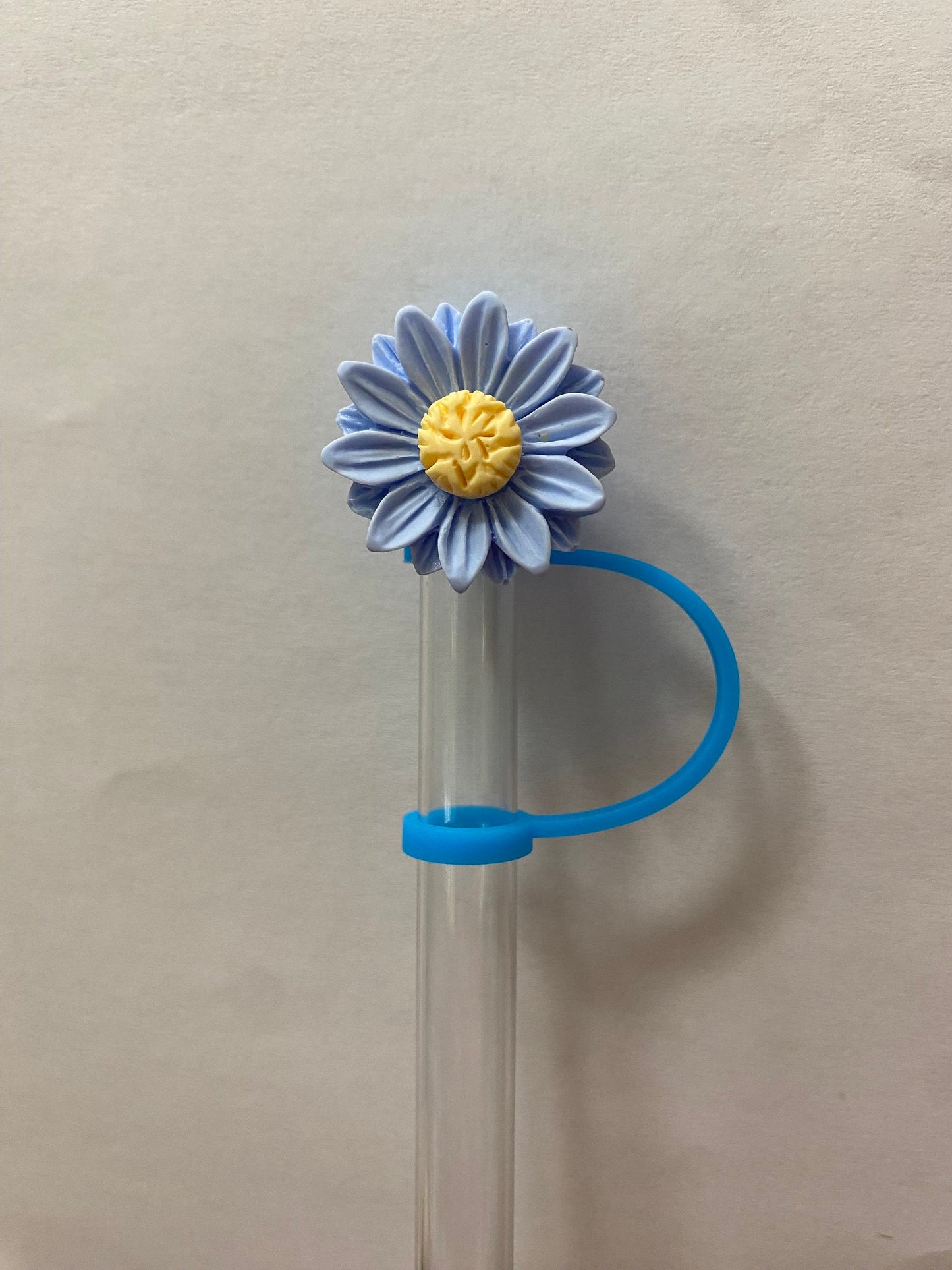 Acrylic Blue and Yellow Flower Straw Topper for 10 mm Straws