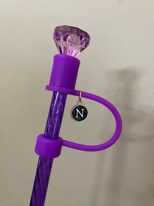 Interchangeable & Personalizable Purple Diamond Straw Topper for 10 mm Straws