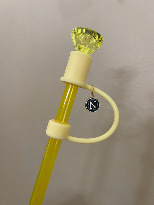 Interchangeable & Personalizable Yellow Diamond Straw Topper for 10 mm Straws