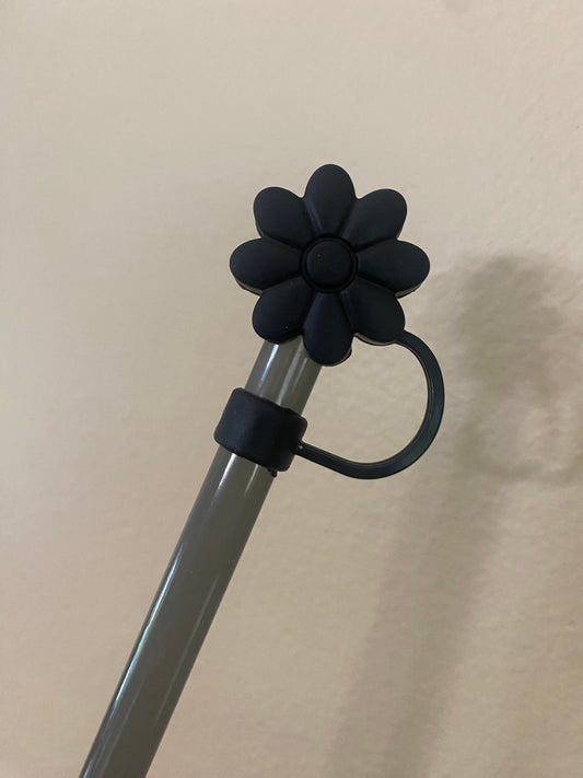 3D All Black Daisy Straw Topper for 10 mm Straws