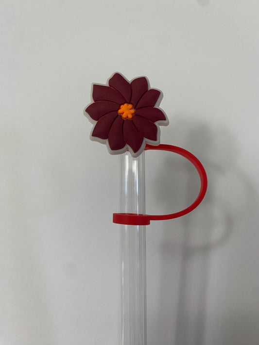 Maroon Flower Straw Topper for 10 mm Straws