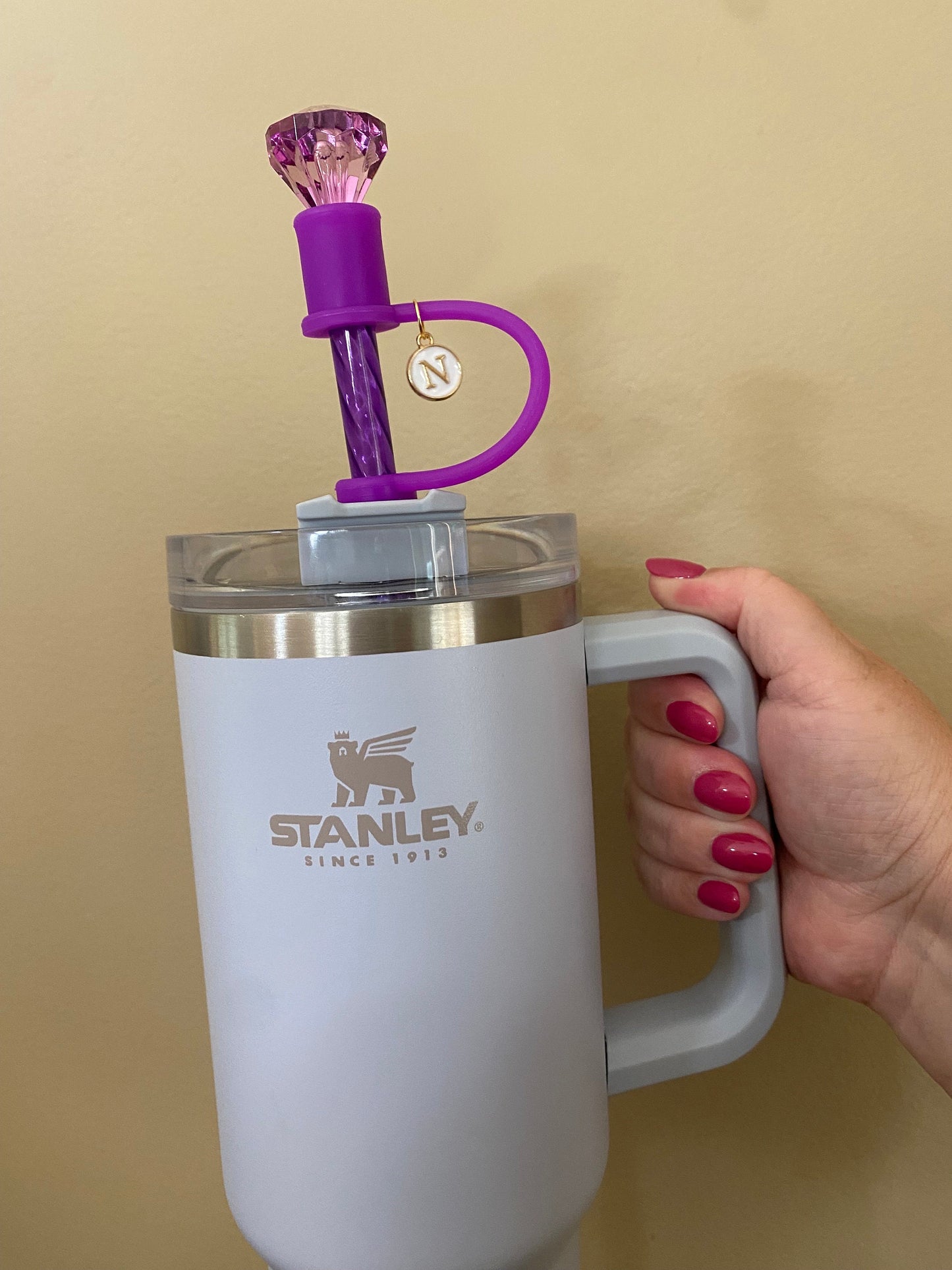 Interchangeable & Personalizable Purple Diamond Straw Topper for 10 mm Straws