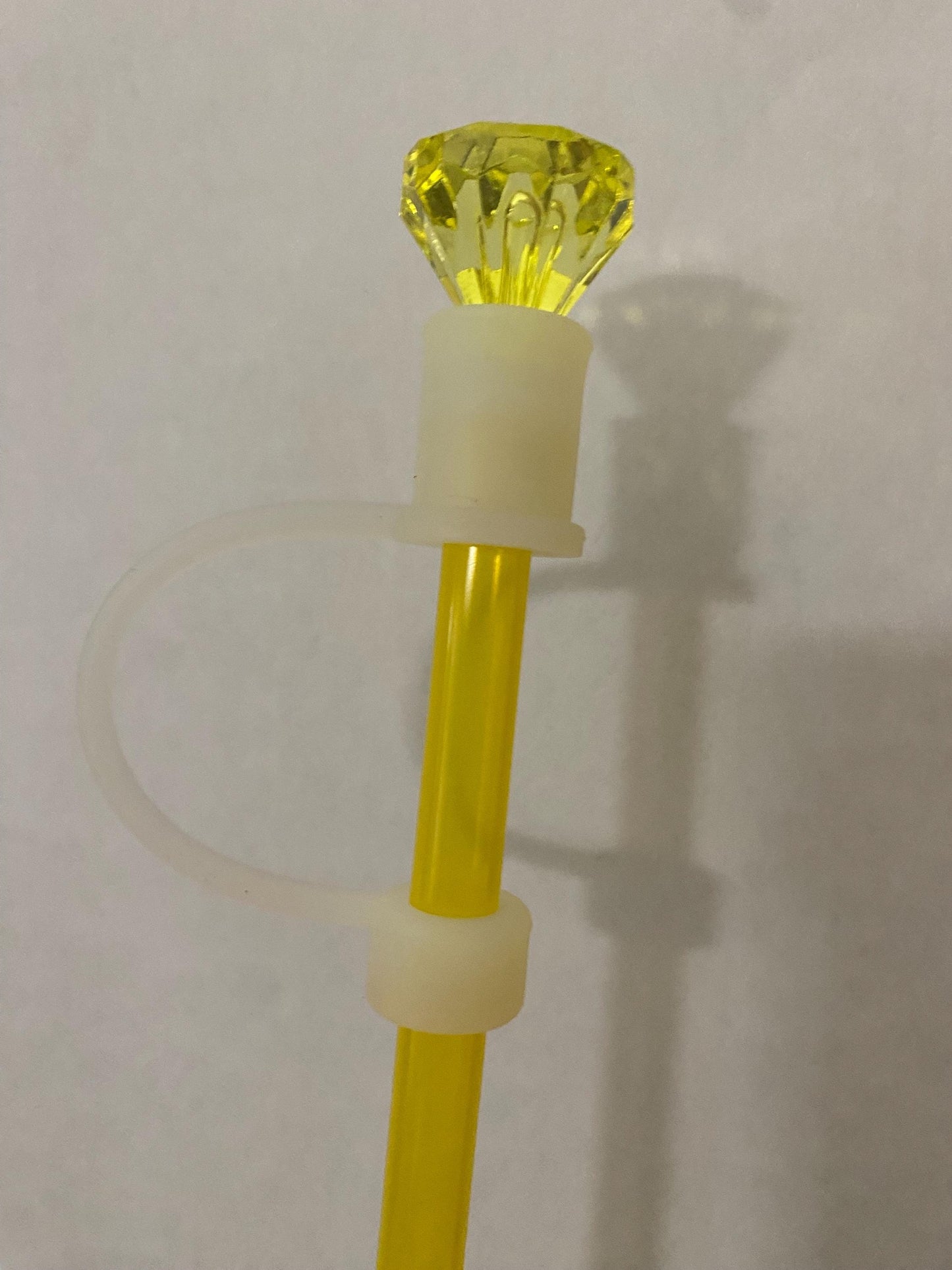 Interchangeable & Personalizable Clear/Yellow Diamond Straw Topper for 10 mm Straws