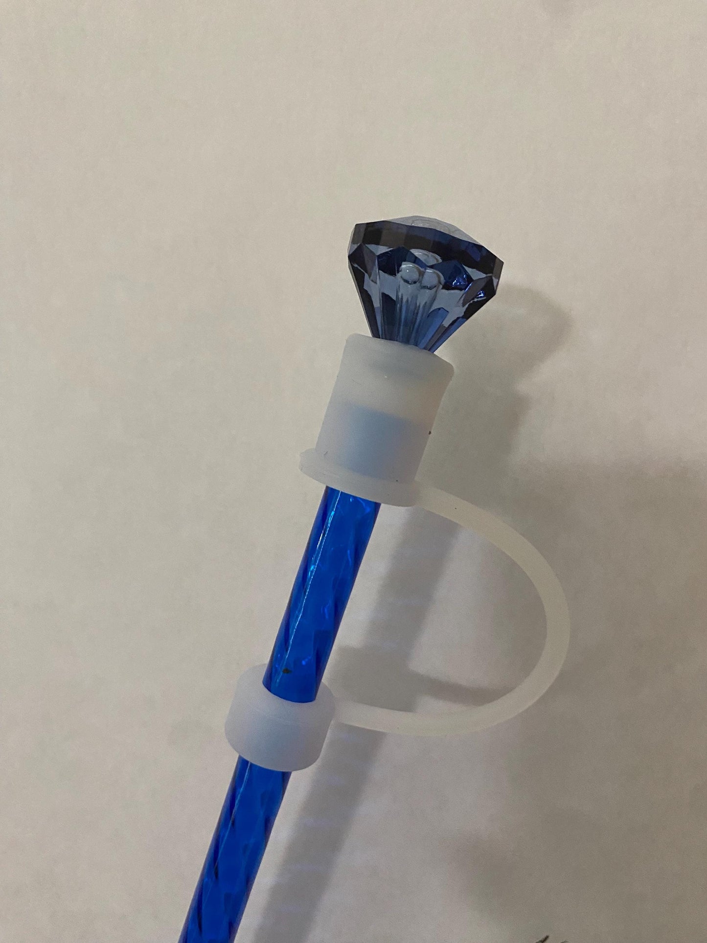 Interchangeable & Personalizable Clear/Midnight Blue Diamond Straw Topper for 10 mm Straws