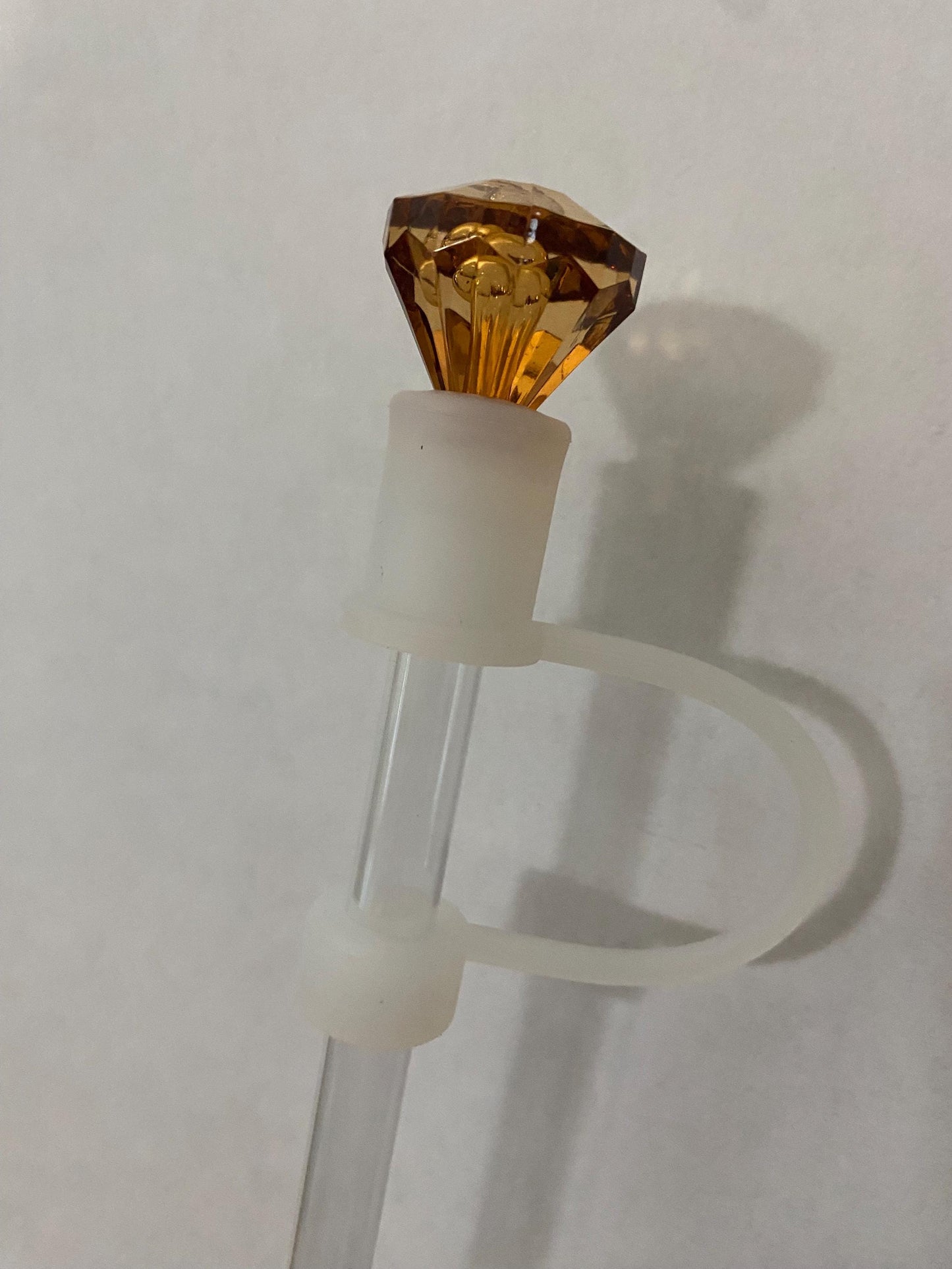 Interchangeable & Personalizable Clear/Brown Diamond Straw Topper for 10 mm Straws