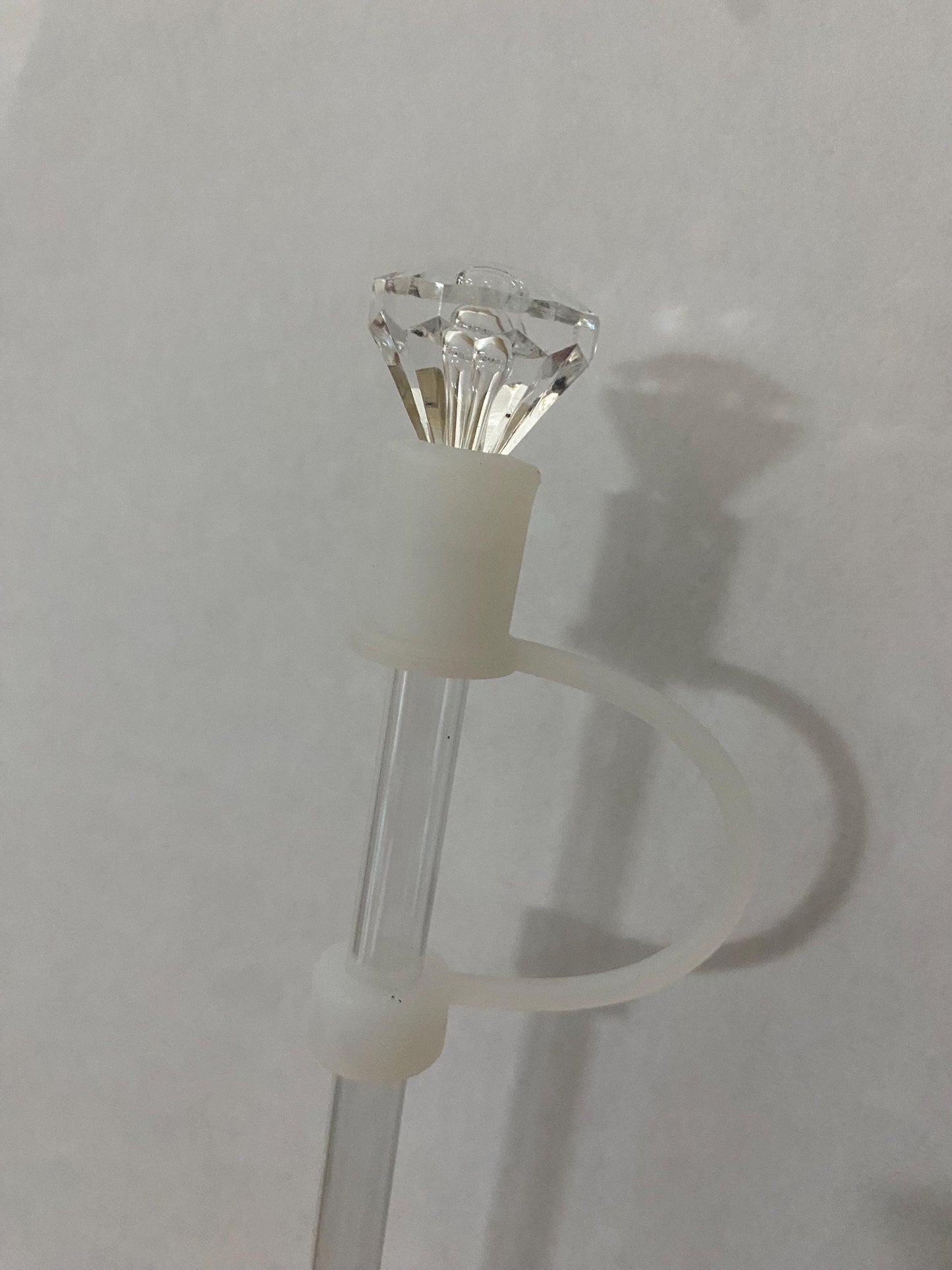 Interchangeable & Personalizable Clear/Clear Diamond Straw Topper for 10 mm Straws