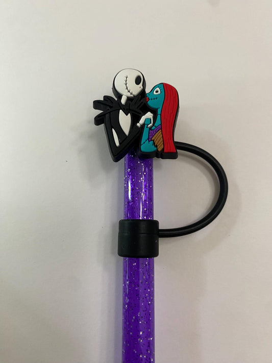 1 Deluxe Jack and Sally Straw Topper for 10 mm Straws