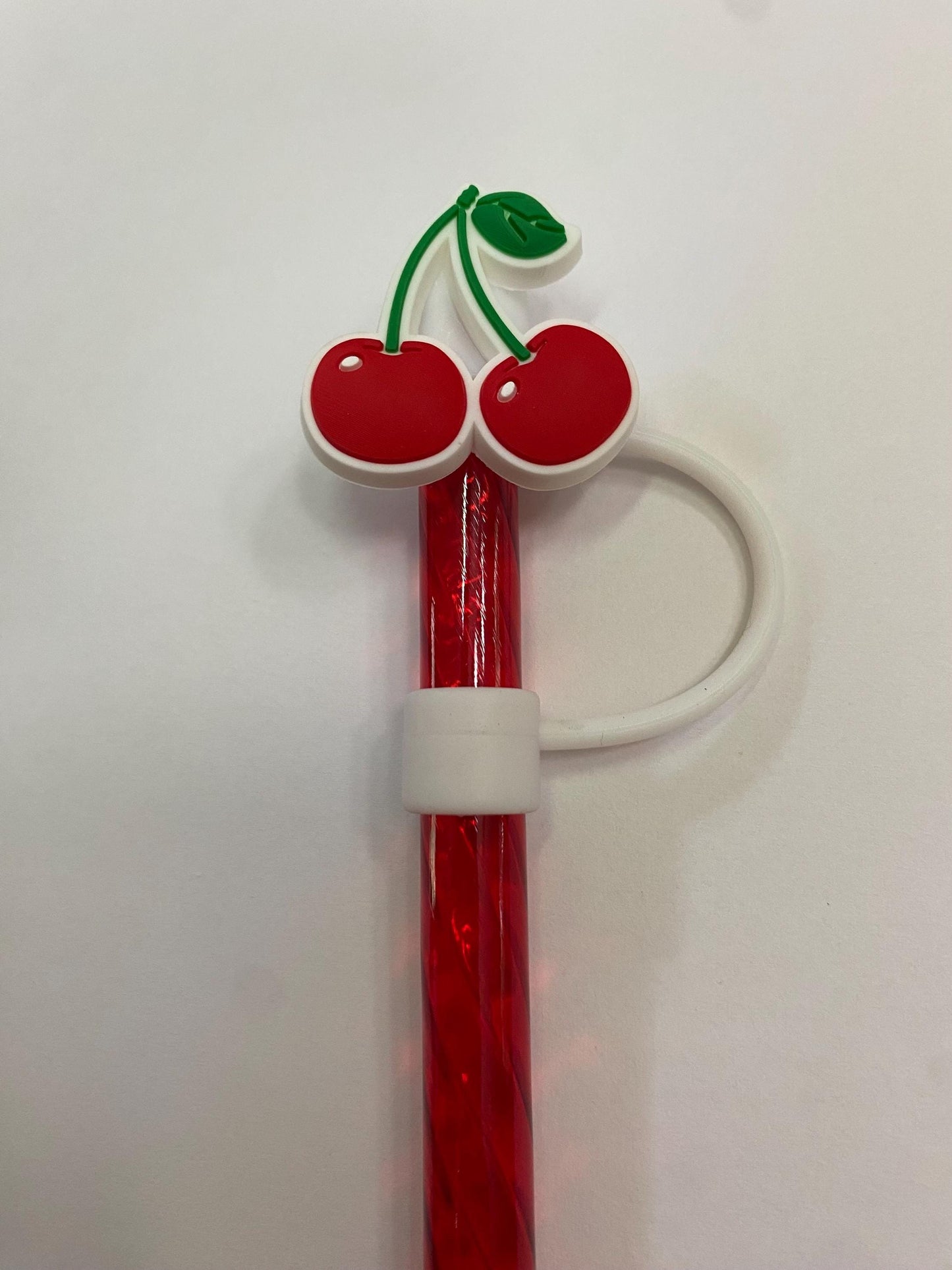 1 Deluxe Red Cherries Straw Topper for 10 mm Straws