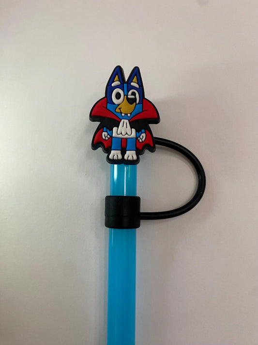 1 Deluxe Blue Dog Vampire Straw Topper for 10 mm Straws