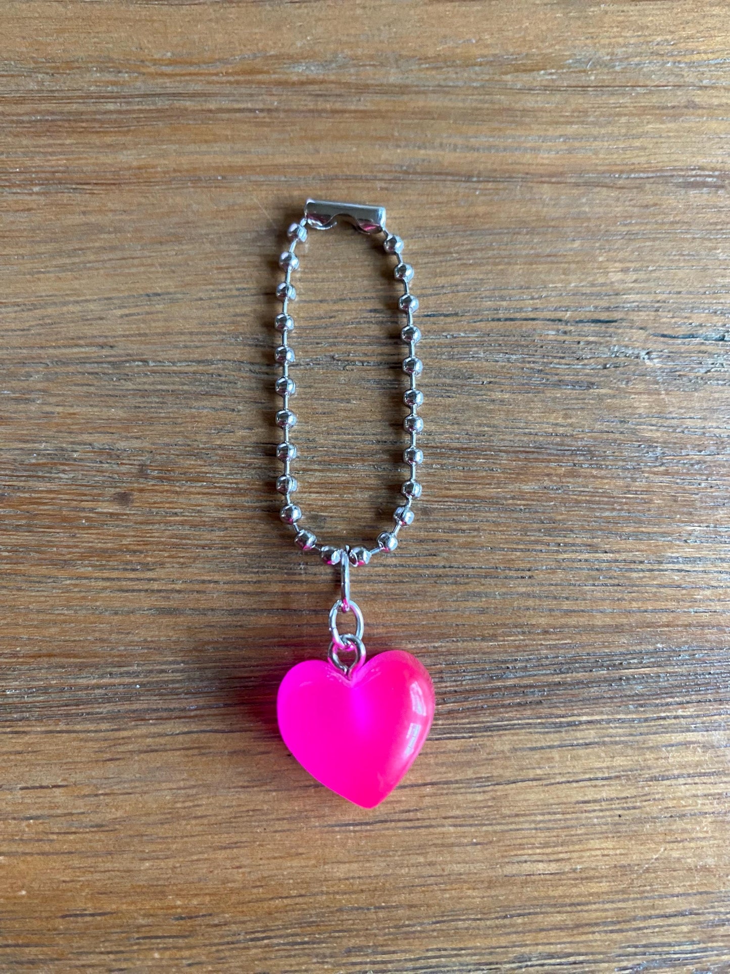 Acrylic Hot Pink Heart Handle Charm