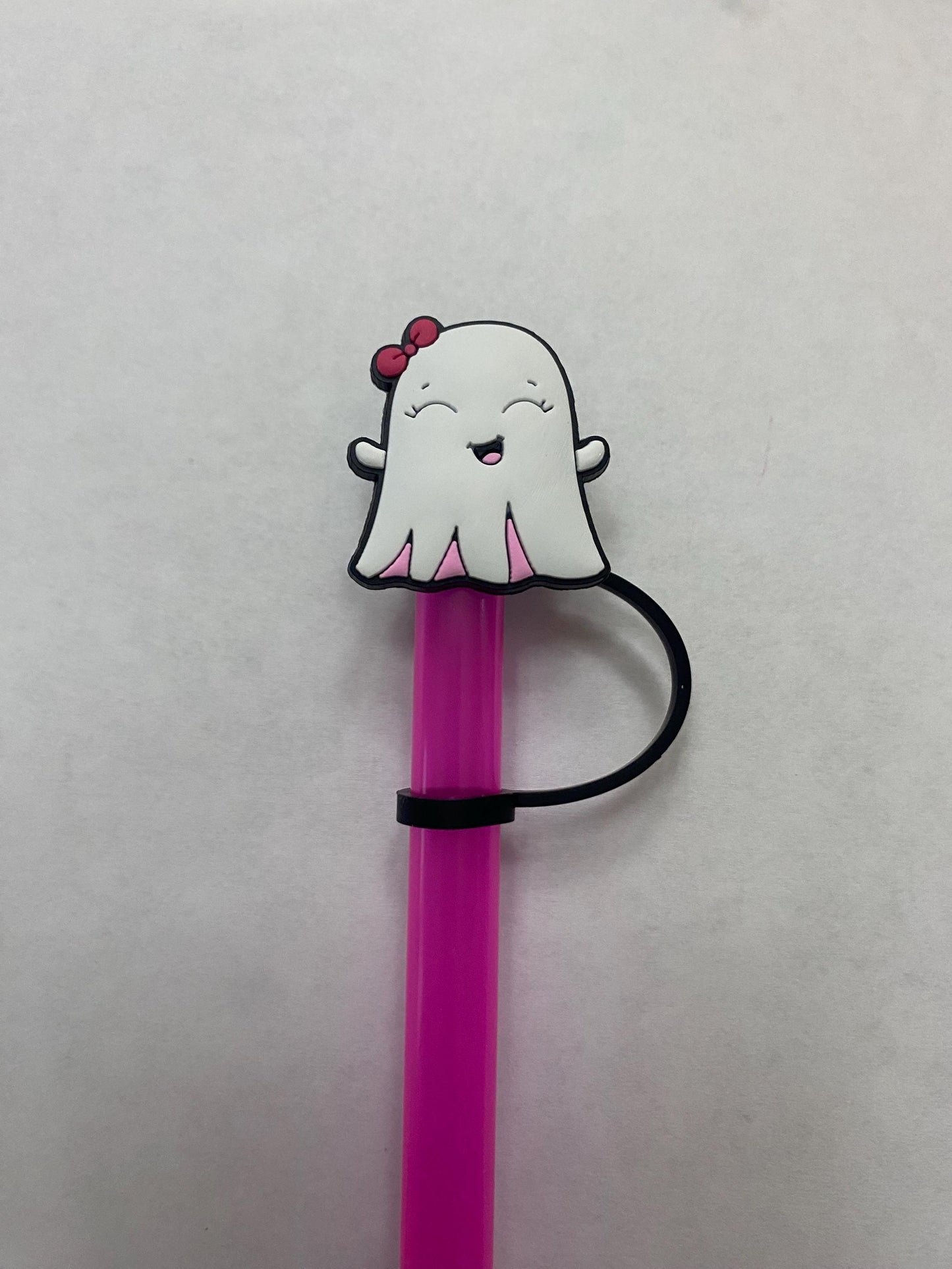 Pink Girl Ghost Straw Topper for 10 mm Straws