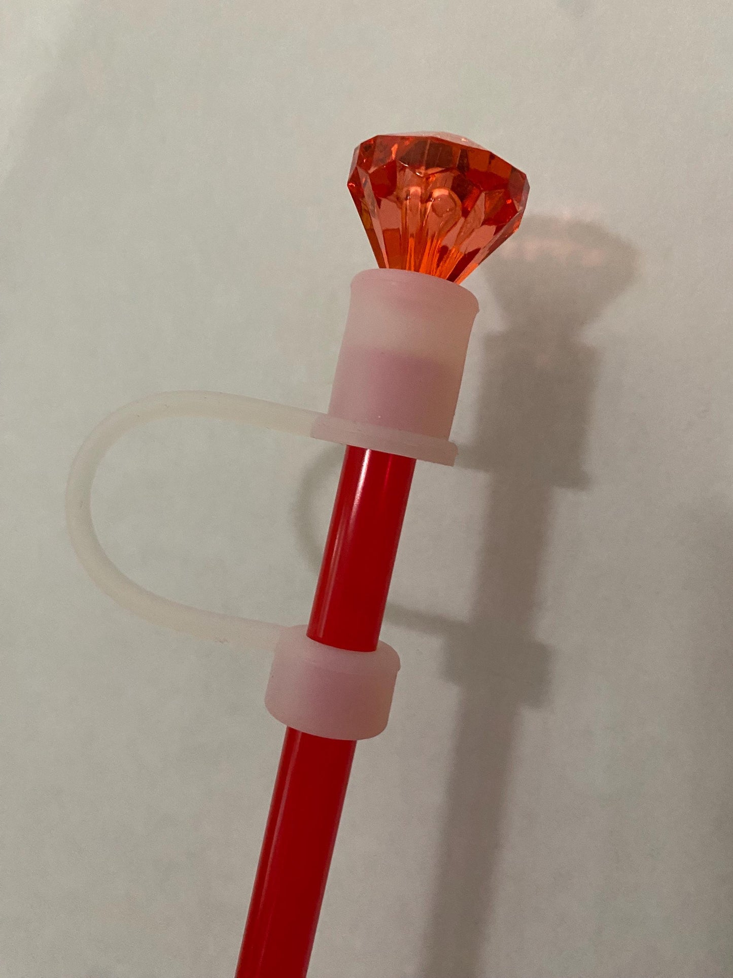 Interchangeable & Personalizable Clear/Red Diamond Straw Topper for 10 mm Straws