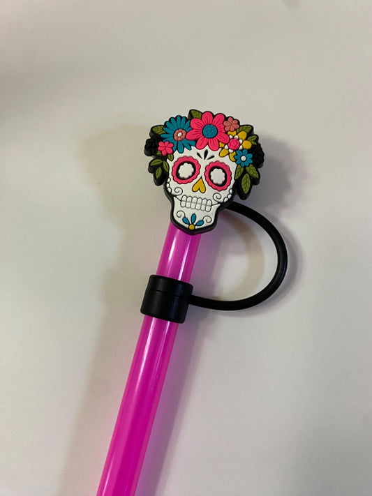 1 Deluxe Sugar Skull Straw Topper for 10 mm Straws