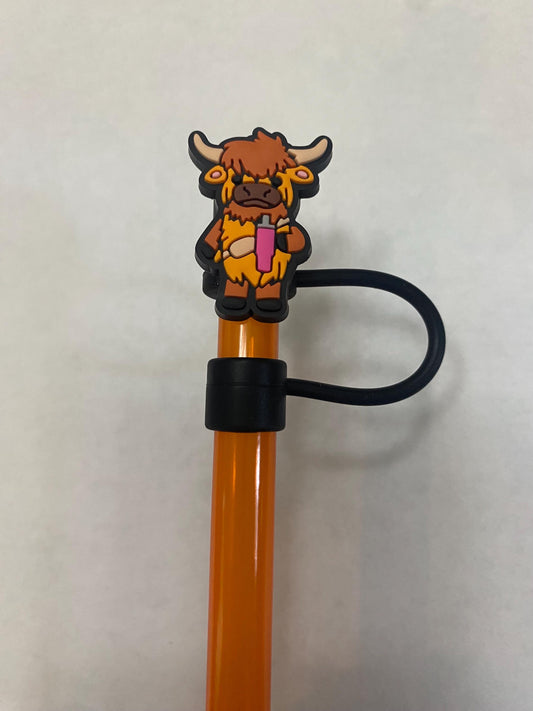 1 Deluxe Stylish Highland Cow Straw Topper for 10 mm Straws