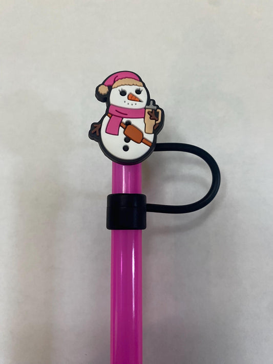 1 Deluxe Stylish Snowman Straw Topper for 10 mm Straws