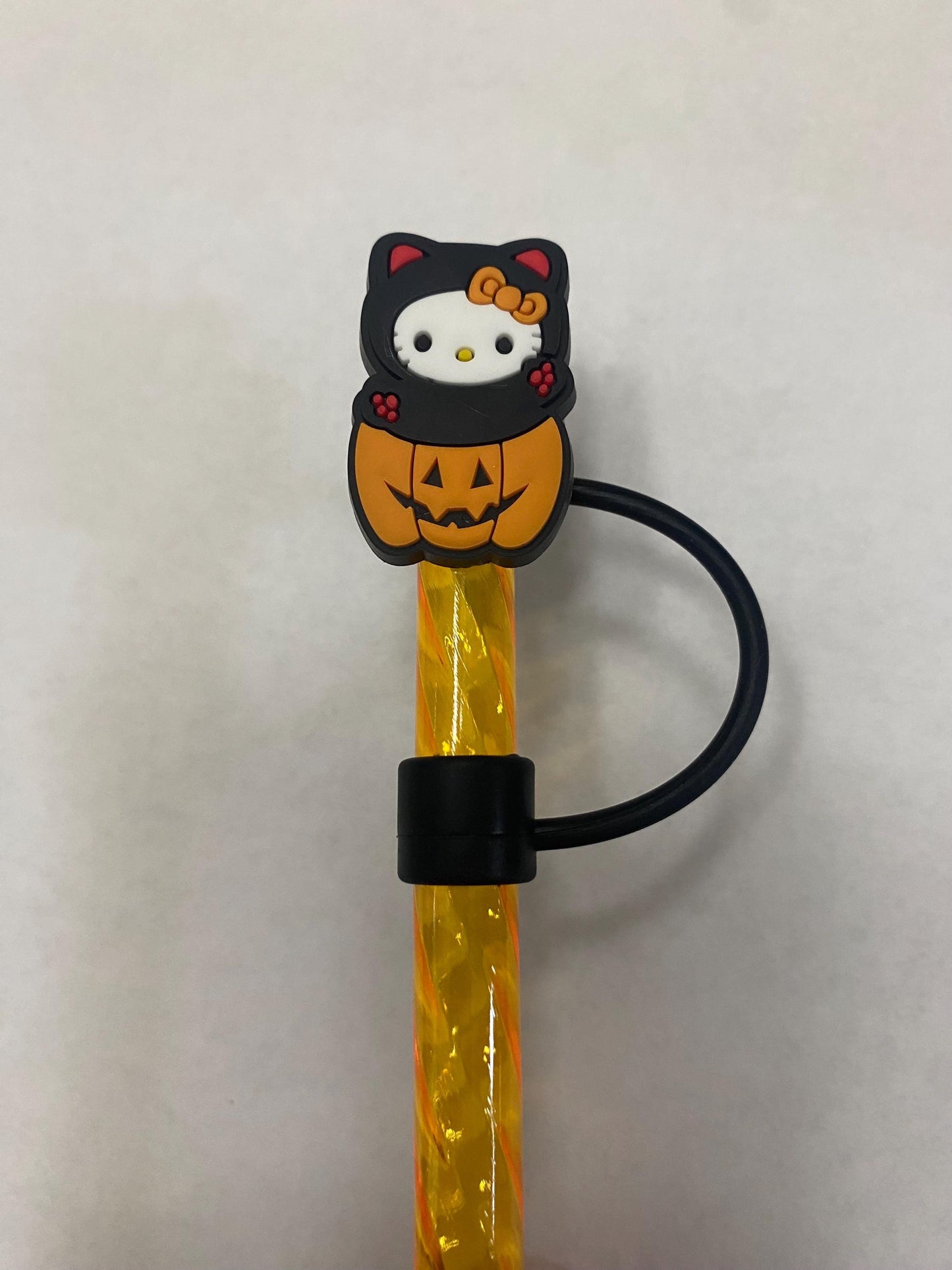 1 Deluxe Pumpkin Kitty Straw Topper for 10 mm Straws